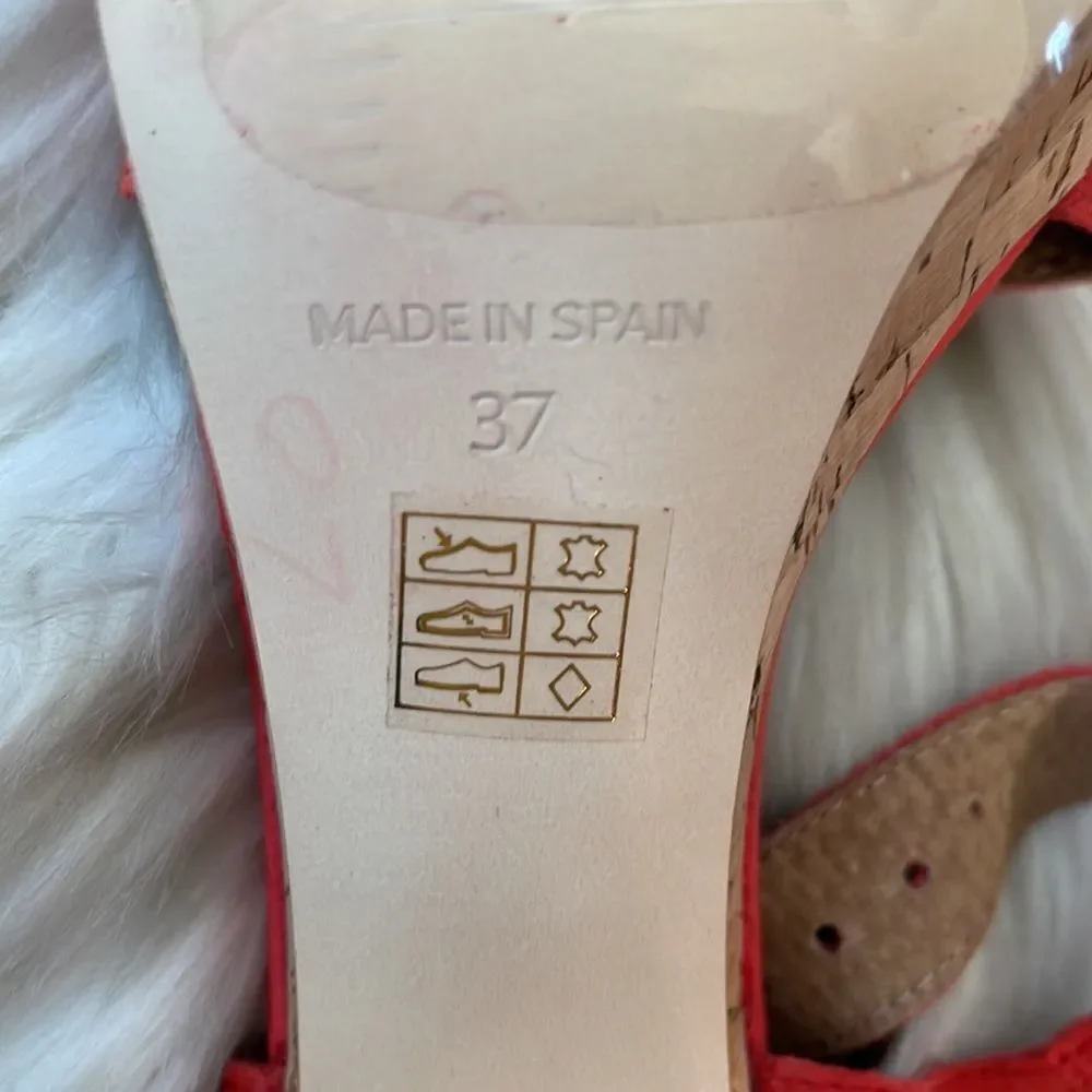 Free People Brooke‎ Red Retro Cork Platform Sandals Sz 37/6.5